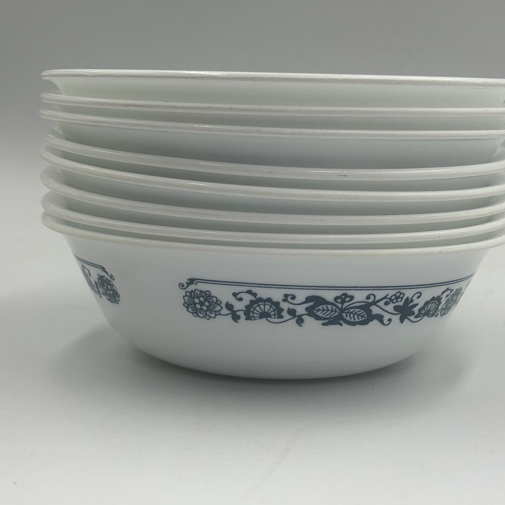 Vintage Corelle Old Town Blue Blue Onion 6.25" Cereal Soup Bowls Set of 8 USA